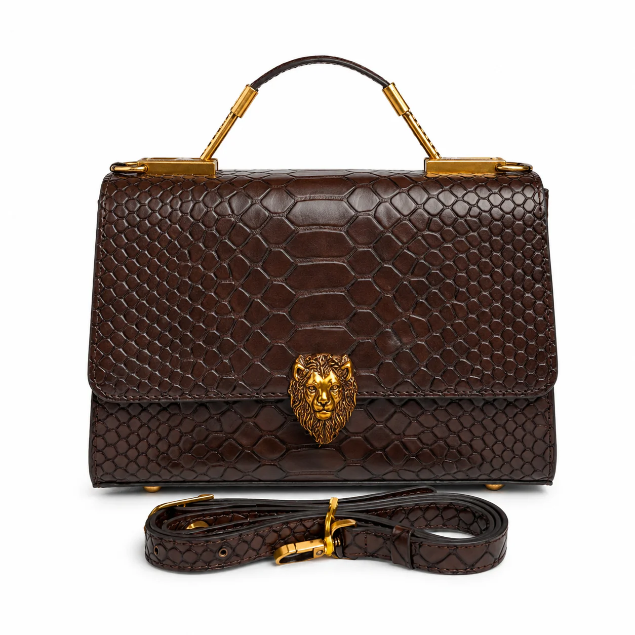 Heritage Lion Statement Bag (Deep Chocolate Brown)